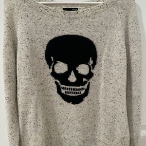 AQUA 100% CASHMERE SKULL SWEATER (SIZE SMALL)